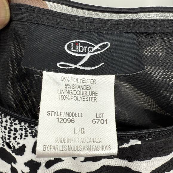 Libra Sleeveless Top Size Large Textured Knit Black Animal Pattern Round neck - Picture 4 of 9